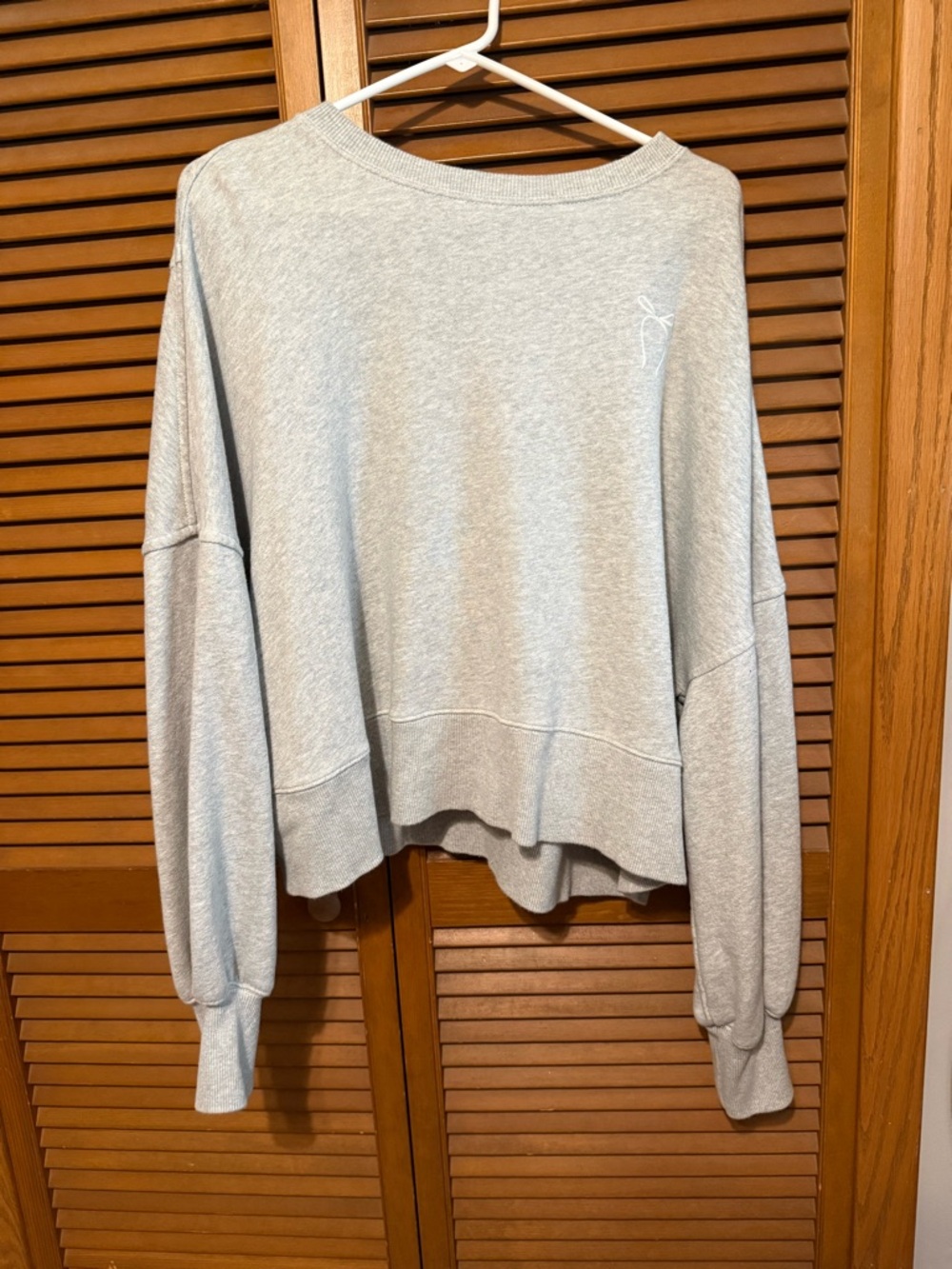 Aerie Light Gray Bow Crewneck Sweatshirt